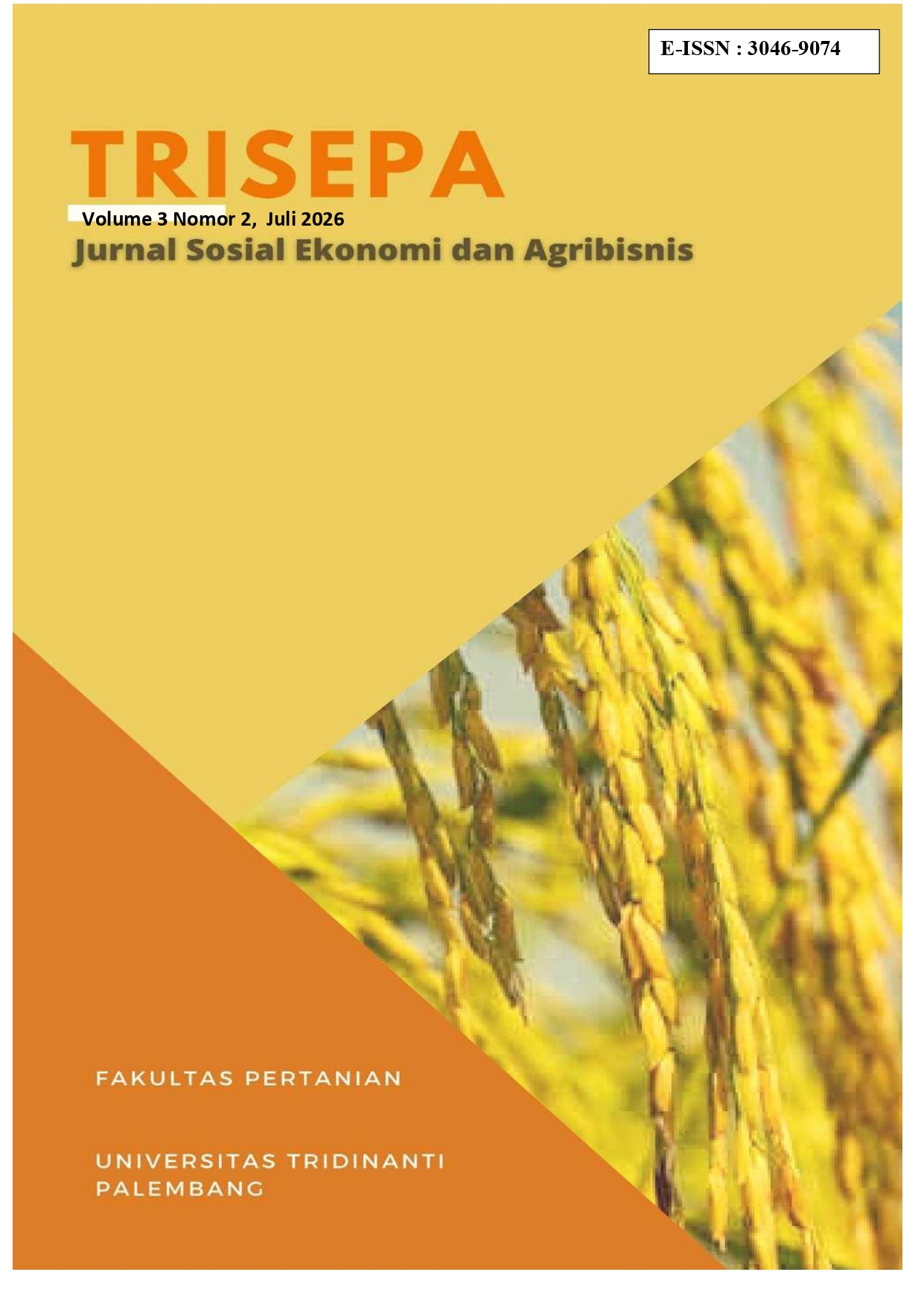 					View Vol. 3 No. 2 (2026): TRISEPA : Jurnal Sosial Ekonomi Pertanian dan Agribisnis
				